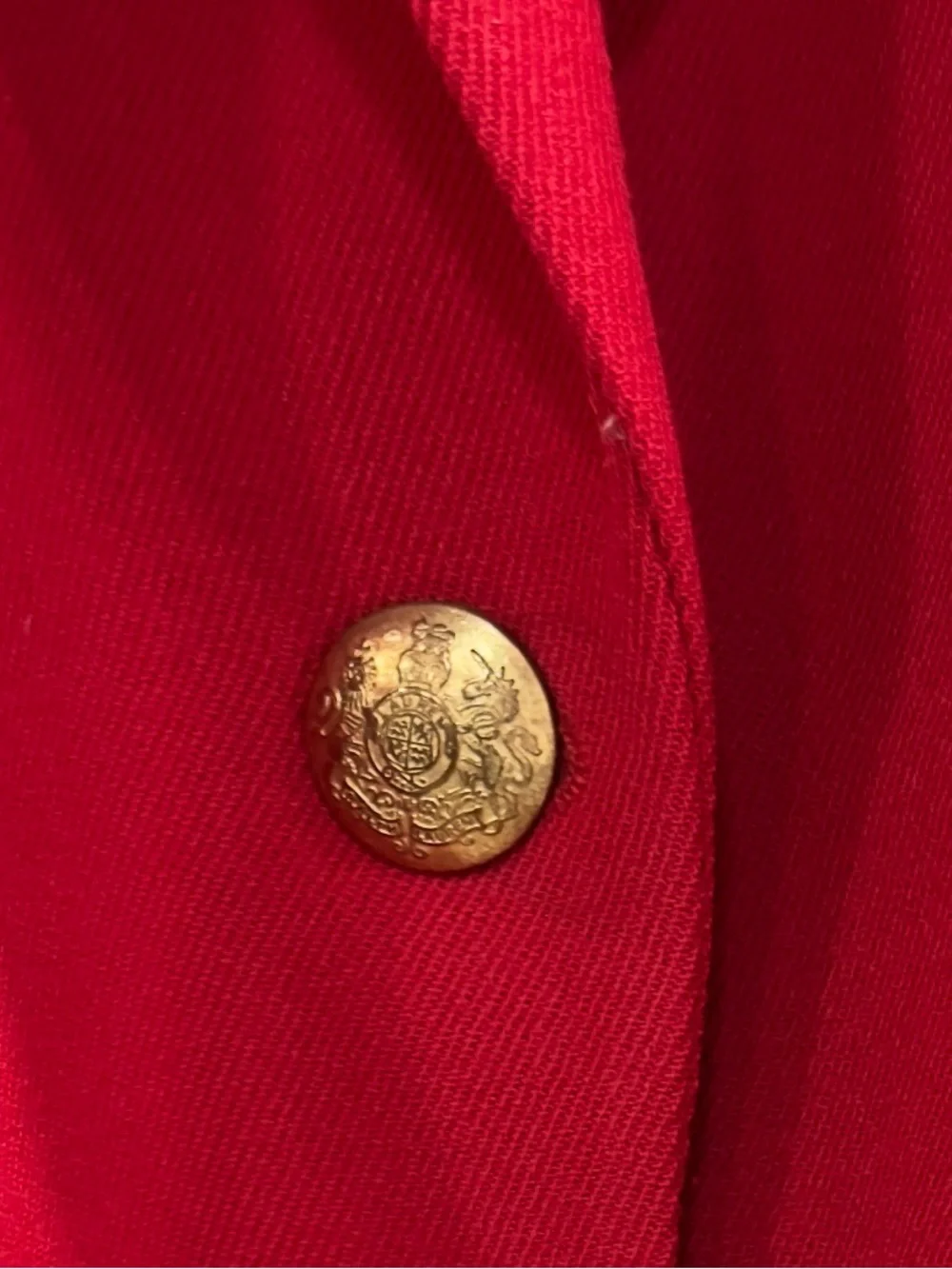 VTG Lauren Ralph Lauren Red Wool Blend Gold Button Blazer Women’s Size 8P Petite